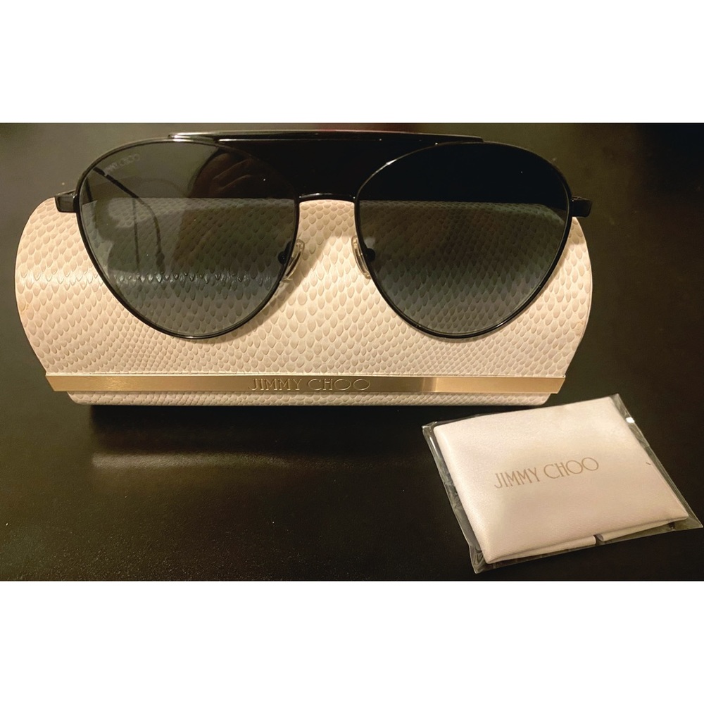 Jimmy Choo Ave/S 80790 Metal  Aviator Sunglasses Black 58mm/UNISEX - Picture 5 of 16